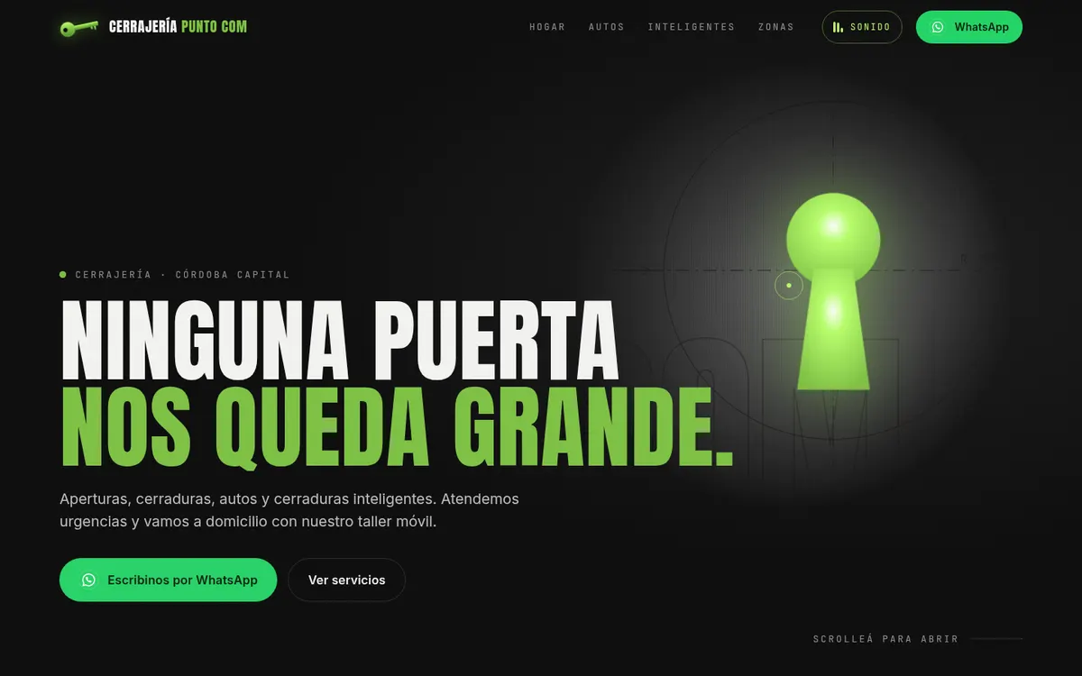 Captura del sitio de Cerrajería Punto Com